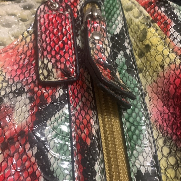 B Brentano Snakeskin Print Pink, Green, Red, yellow, black handbag / purse - Picture 3 of 12